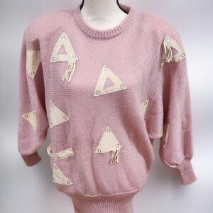 Vintage Pink Sweater with Triangles by Vasginie
